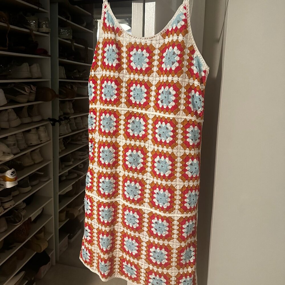 Willow and Wind Crochet Sundress Cotton Blend Women’s S White Blue Pink - LIKE N